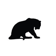 Black Silhouette of a Tiger Sitting Down white background 1