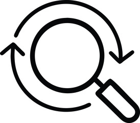 Magnifying glass refresh icon search update reload find loop process vector graphic illustration symbol