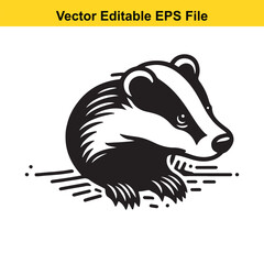 Obraz premium A charming black and white illustration of a badger, perfect for nature-themed designs.