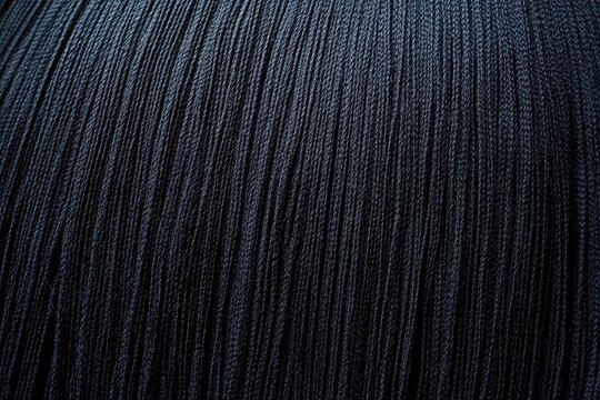 Close-up view of dark navy blue fabric with parallel, tightly woven threads
