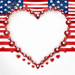 Obraz premium Patriotic Heart Frame Celebrate Independence Day with Love and American Pride