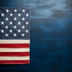 Patriotic American Flag on Dark Blue Wood Background A Symbol of Freedom and Pride