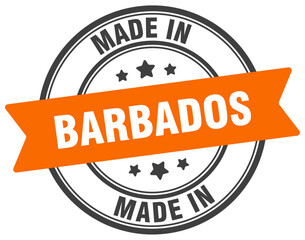 Made in Barbados round sign. Made in Barbados stamp.
