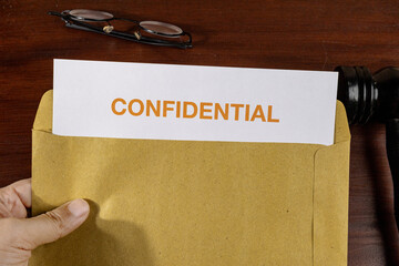Confidential Legal Document Held by Hand with Gavel – Legal Confidentiality and Attorney-Client...