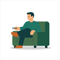 Man Relaxing on Sofa with Remote