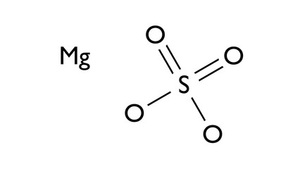 Magnesium sulfate molecule, structural chemical formula, ball-and-stick model, isolated image anticonvulsant agent