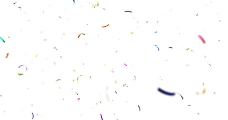 Colorful Confetti against a White Background Tranparent BG Confeti. Confetti partical isolated background. 3d Rendering Transparent Confetti. Confetti Celebrations Party Background Design.