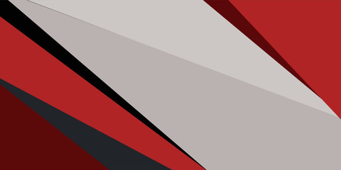 Futuristic abstract red, gray, and black 3D background. Overlap papercut triangle geometric design. Modern overlap papercut background illustration. Eps10 vector