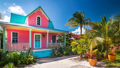 colorful conch house with a tropical backyard vibrant colors architecture in bahama village key west florida