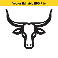 Obraz premium Stylized Longhorn Cattle Head Vector Illustration