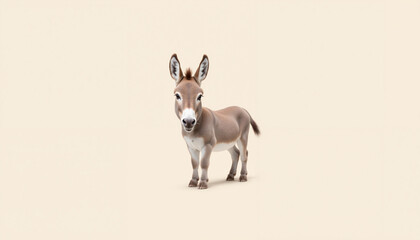 Baby donkey standing on a neutral background  