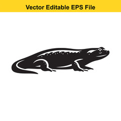 Vector illustration of a lizard in black and white
