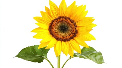 Fototapeta premium Single sunflower on white background