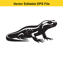 A black and white vector illustration of a lizard, perfect for logos, decals, or illustrations
