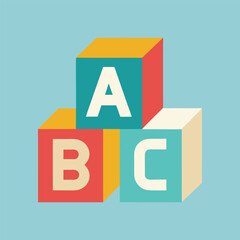 Colorful abc letters in blocks a vector design