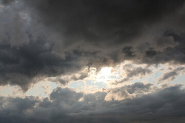 dramatic sky with clouds and sun
