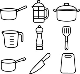 Set of kitchen utensils.eps