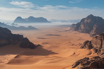 Fototapeta premium Wadi rum jordan desert landscape sunrise mountains
