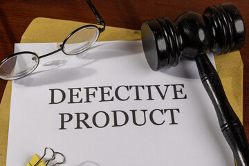 Defective Product Lawsuit Document with Gavel – Product Liability Legal Concept