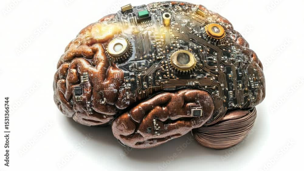 Poster A close-up view of a neuron circuitry, showcasing the intricate details of human brain electronics