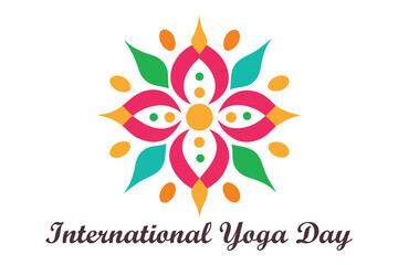 International Yoga Day Vector – Mandala Design with Yoga Poses in Bright Abstract Style