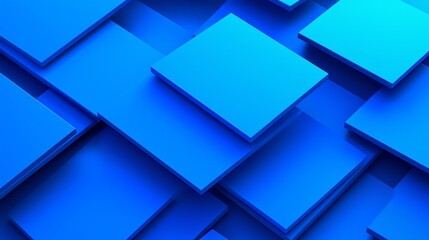 Fototapeta premium Abstract Blue Square Composition Overlapping 3D Render, Geometric Design, Minimalist, Blue Background 3D rendering, abstract art