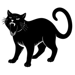 Angry hissing cat silhouette