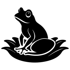Frog sitting on lily pad silhouette