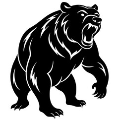 Grizzly bear in attack stance