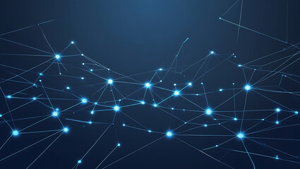 Abstract Blue Futuristic Network Nodes - Data Connections Background