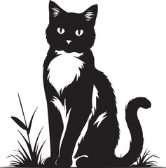 Obraz premium domestic cat silhouette vector isolated on white background