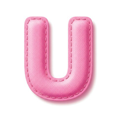 Cute letter U with stitched details on a white background for educational and decorative design