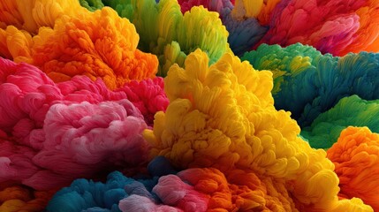 Vibrant Pile of Colorful Abstract Fibrous Floral Formations
