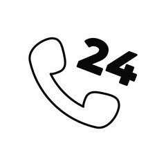 24 Hours Support Icon vector stock illustration