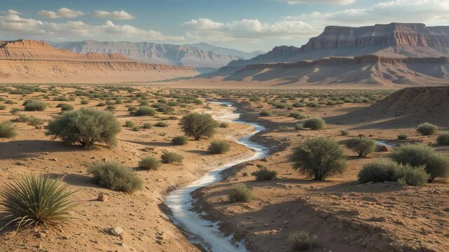 Parched Terrain in a Barren Landscape: Time-Lapse of Climate Change Effects and Drought-Related Moisture Loss