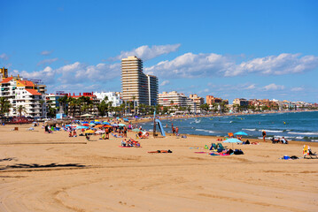 panoramic view of the beach, located on the Costa del Azahar The beach is characterized by fine...
