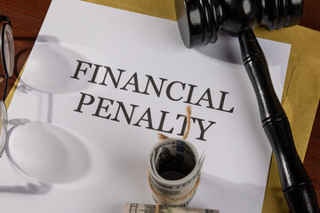 Financial Penalty Legal Document on Desk – Legal Sanction and Monetary Enforcement Concept