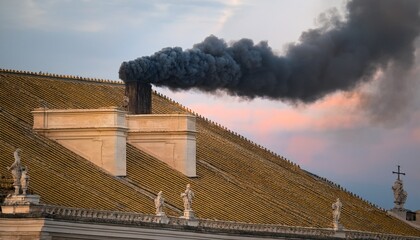 papal conclave black smoke rising from chimney on vatican rooftop signaling no new pope has been elected