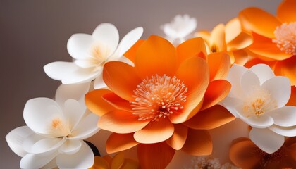 orange and white flowers with detailed petals on soft background