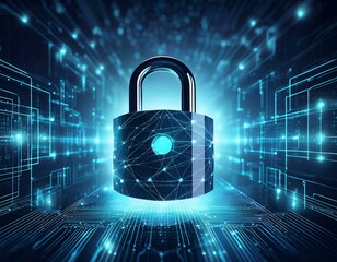 secure digital chain futuristic padlock on a connected network technology