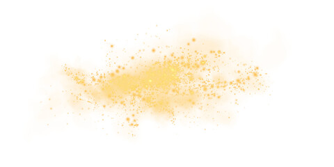 A soft yellow dust cloud drifts through the air, illuminated by tiny glowing particles.