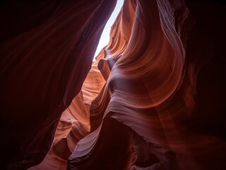 Slot Canyon Glowing with Sunbeams and Smooth Walls