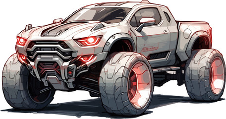 Old red vintage automobile isolated on a white background