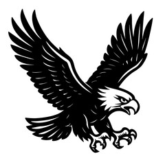 Fototapeta premium Powerful Bald Eagle with Spread Wings Icon - Symbol of Freedom and Strength