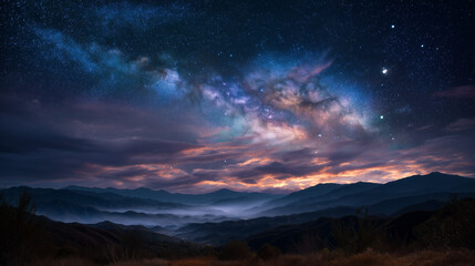 Naklejka premium sunset in the mountains