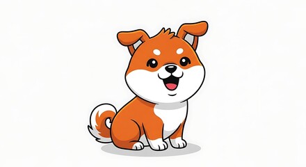"Cartoon Dog – Cute Flat Vector Animal Illustration on White"

