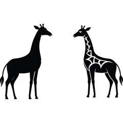 Silhouette vs Tribal Giraffe Vector Art Design