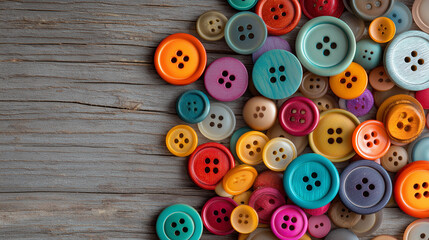 colorful buttons on wooden background