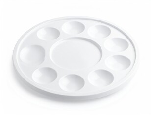 White Ceramic Palette with Circular Design for Mixing Colors
