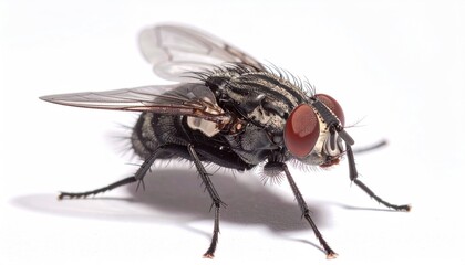 Close-Up Image of a Common Fly with Detailed Features and Textures